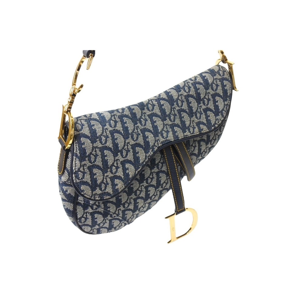 Dior Canvas Blue Navy Saddle Bag Christian Trotter - Picture 4 of 10